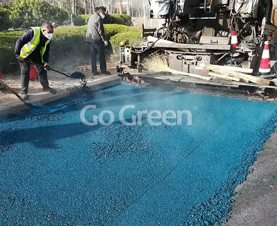 Strikingly Blue Asphalt in Qingdao City Street Strikingly Blue Asphalt in Qingdao City Street