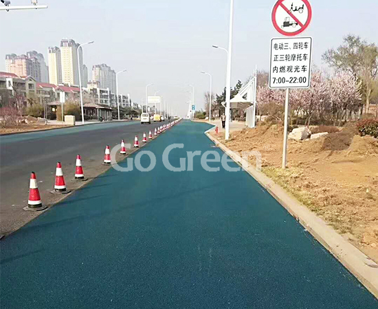Strikingly Blue Asphalt in Qingdao City Street Strikingly Blue Asphalt in Qingdao City Street