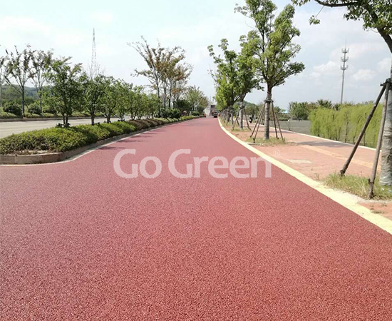 Red porous asphalt pavement project completed successfully Red porous asphalt pavement project completed successfully