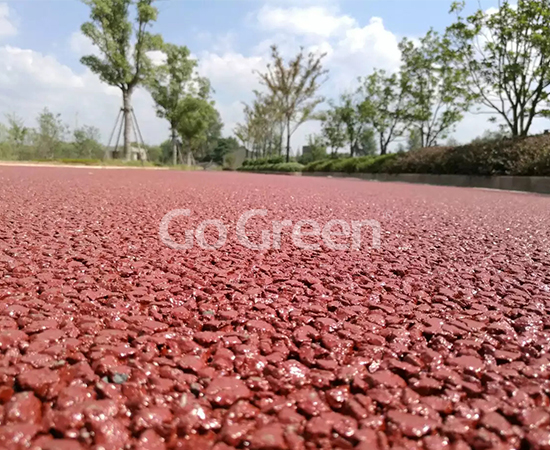 Red porous asphalt pavement project completed successfully Red porous asphalt pavement project completed successfully